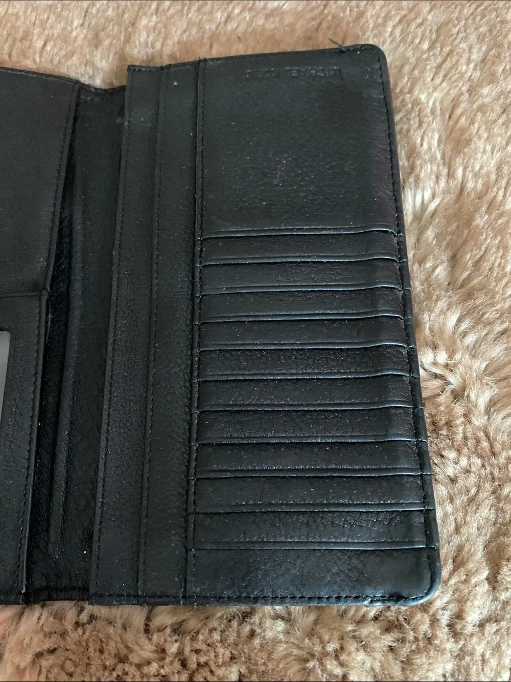 Michael Kors Black Leather Wallet with Silver-Tone Lock Detail
